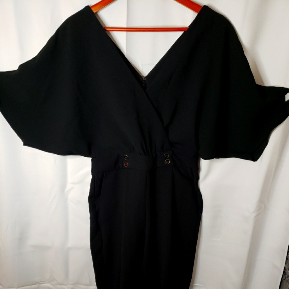 NWT Anthropologie Elevenses Delaware Womens Jumpsuit Dolman Sleeves Black Size 0